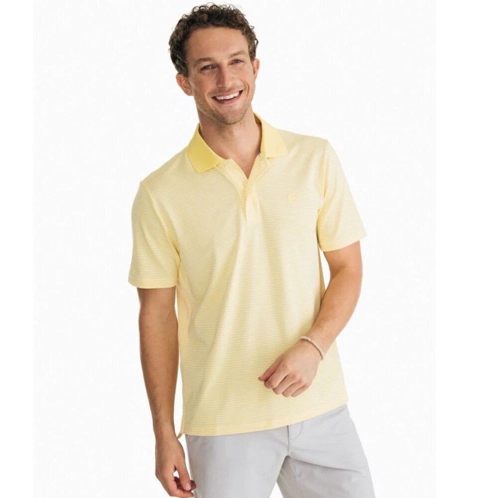 SOUTHERN TIDE Roster Striped Performance Polo Shirt Men's Size Large Moisture Wi